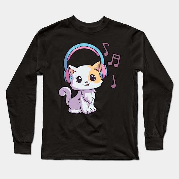 Cute Anime Cat K-Pop Kawaii Neko Cat Lover KPop Fan Otaku Long Sleeve T-Shirt by Blink_Imprints10